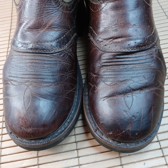 Justin Original Work 'Stampede' WK4660 Tan Brown Leather Mens Cowboy Boot Sz 9.5 - Picture 4 of 8